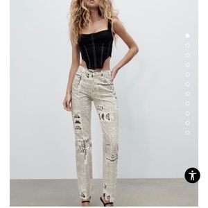 ZARA print straight leg jeans